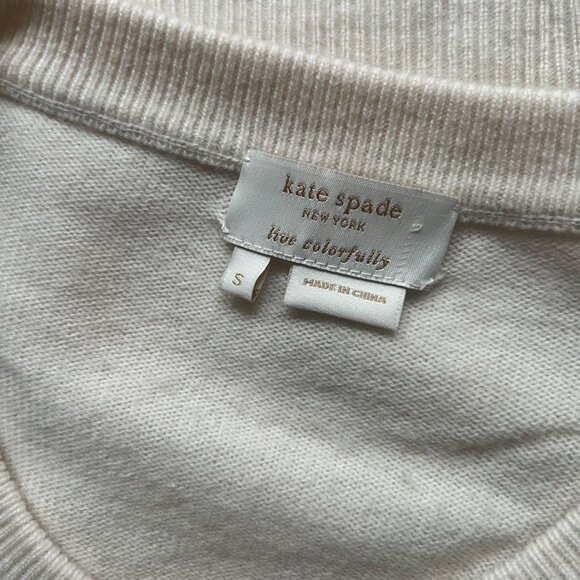 Kate Spade Size S Cream Cashmere Wool Blend Jewel Button Front Cardigan Sweater - Picture 2 of 12
